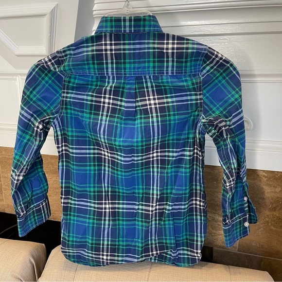MINI BODEN 9-10 Blue/Green Check Dress Shirt Button Up Down - Picture 2 of 5